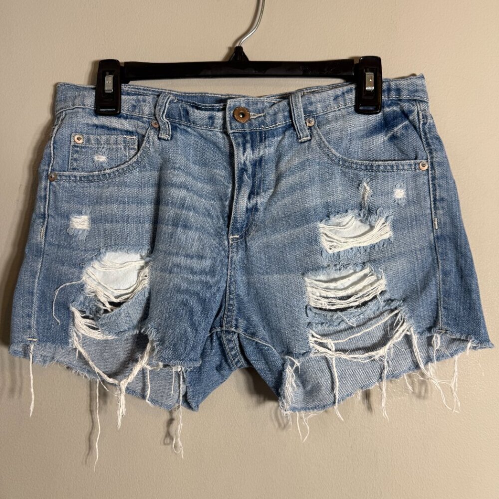 Pistola Distressed Cut Off Denim Jean Shorts Womens 27 Asher Blue Mid Rise Rigid - Picture 4 of 13